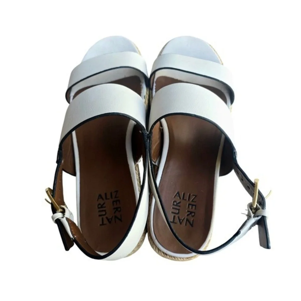 Naturalizer Jaycie‎ Platform Espadrille Sandals White Leather Women's Size 9.5M